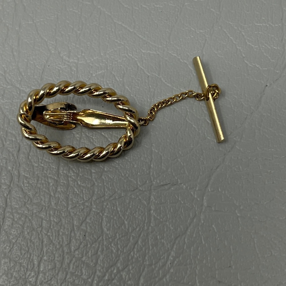 Vintage Swank Oval Tie Clip Mens Womens Gold Tone Open Oval‎